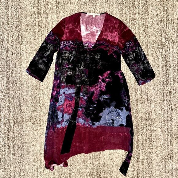 RACHEL Rachel Roy Womens Multi-Tone Abstract Shift Dress in Dark Mulberry - Picture 1 of 10